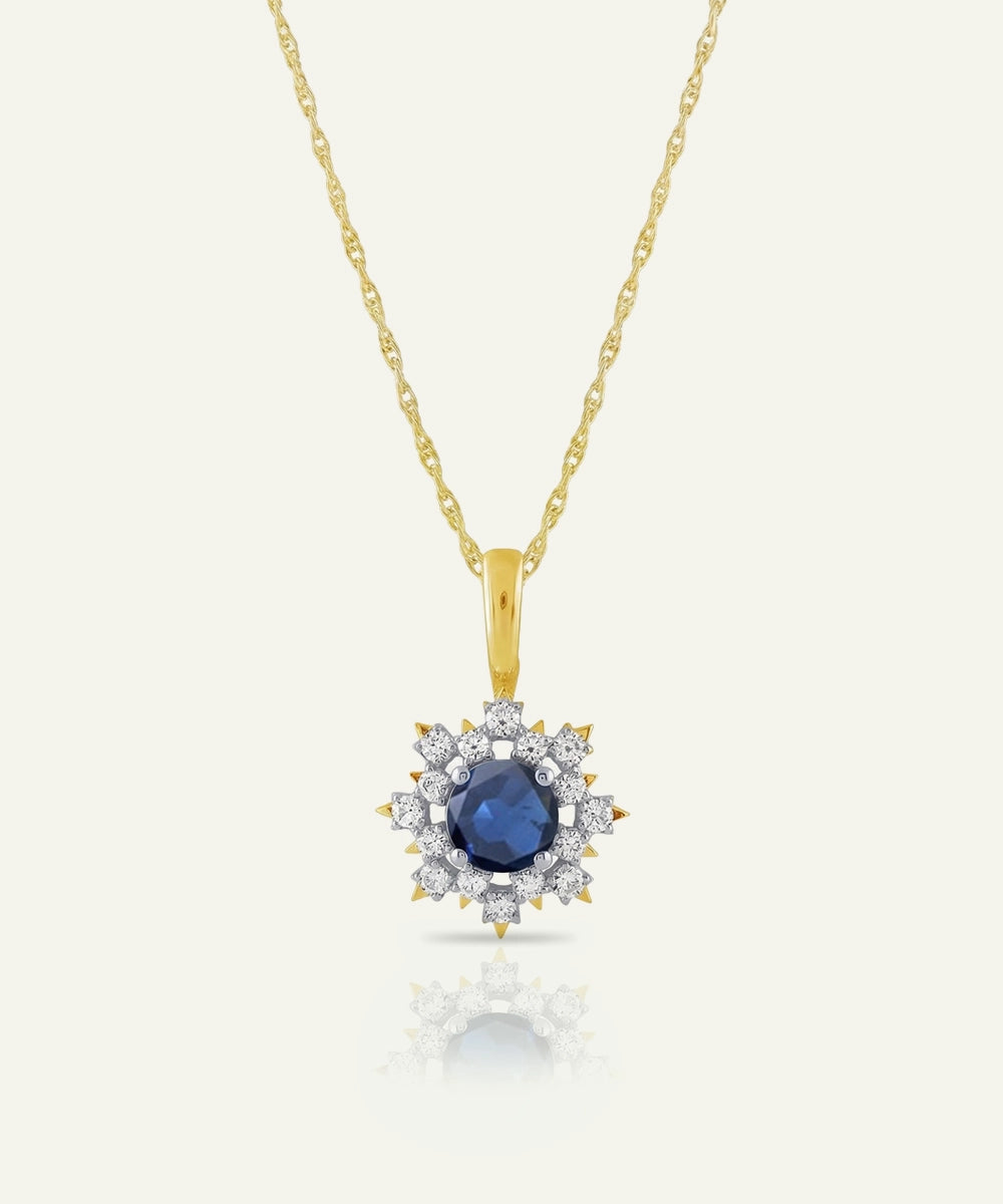 Aanika V. Sapphire & Diamond Round Flower Pendant - 1.10 Ct. T.W.