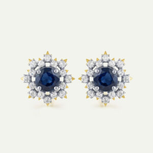 Aanika V. Sapphire & Diamond Floral Cluster Studs 2.15 Ct. T.W.