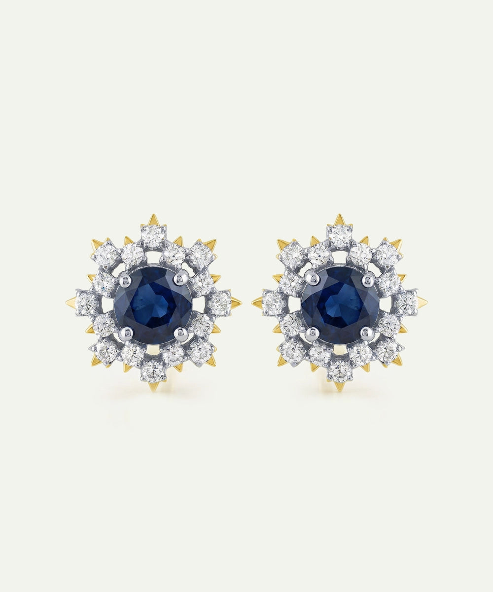 Aanika V. Sapphire & Diamond Floral Cluster Studs 2.15 Ct. T.W.