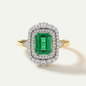 Aanika V. Emerald & Diamond Emerald-Cut Halo Ring - 0.75 Ct. T.W.