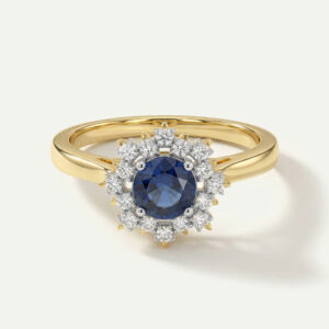Aanika V. Sapphire & Diamond Cluster Halo Ring - 0.33 Ct. T.W.