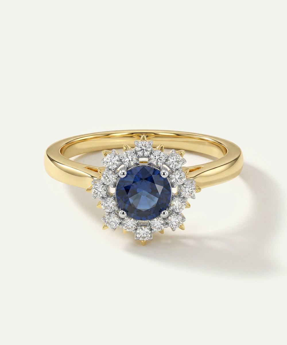 Aanika V. Sapphire & Diamond Cluster Halo Ring - 0.33 Ct. T.W.
