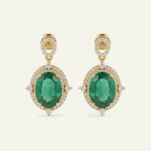 Aanika V. Emerald & Diamond Double Halo Drop - 0.35 Ct. T.W.