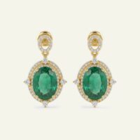 Aanika V. Emerald & Diamond Double Halo Drop - 0.35 Ct. T.W.