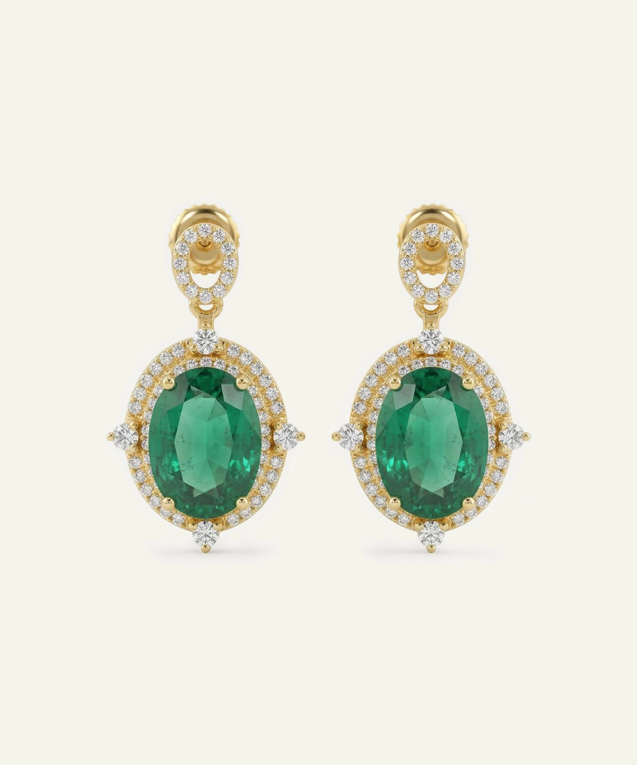 Aanika V. Emerald & Diamond Double Halo Drop - 0.35 Ct. T.W.