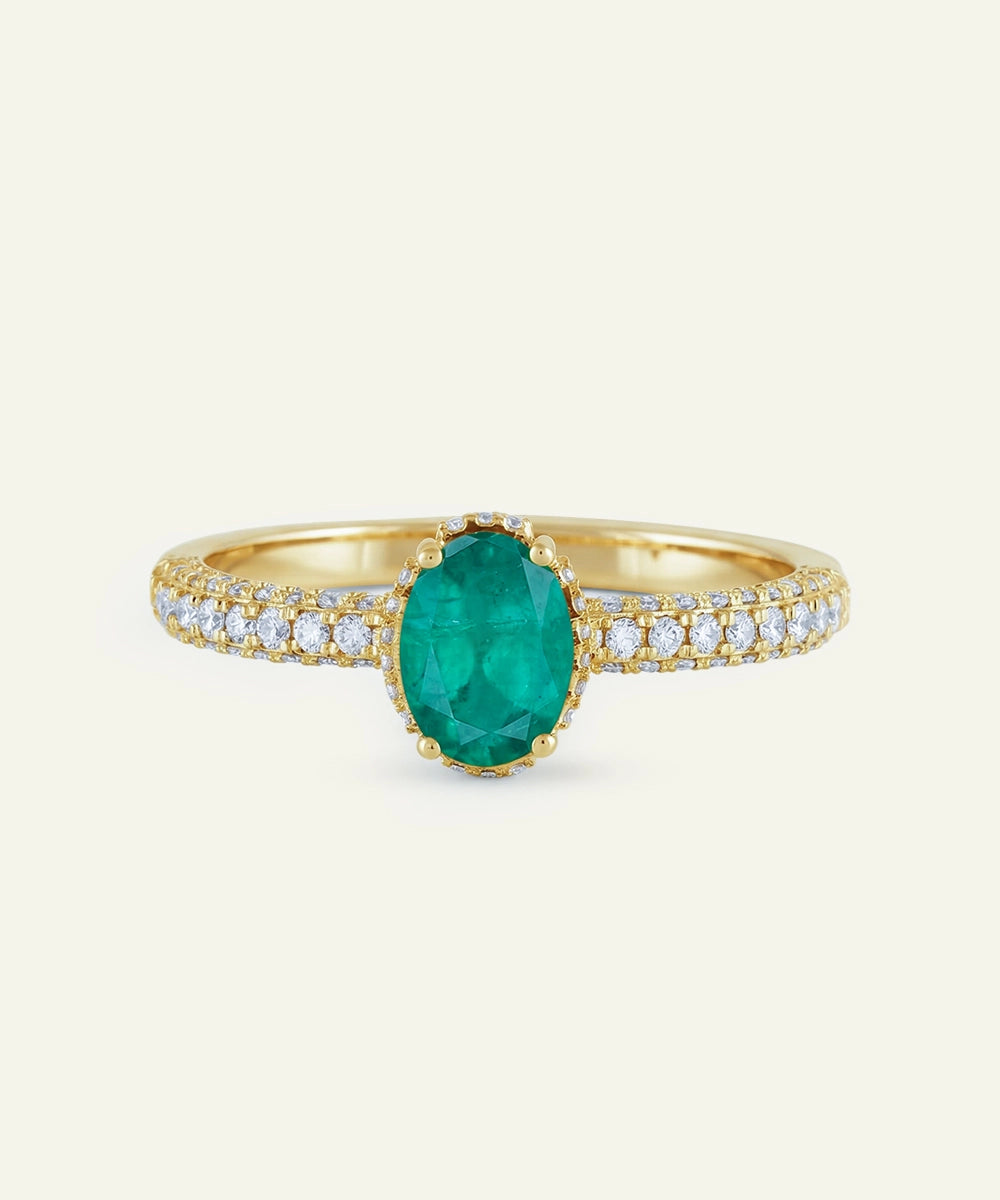Aanika V. Emerald & DiamondOval Shape Ring -