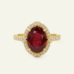 Aanika V. Ruby & Diamond Halo Ring - 4.50 Ct. T.W.