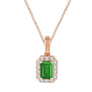 Aanika V. Emerald & Lab-grown Diamond Halo Pendant - 0.66 Ct. T.W