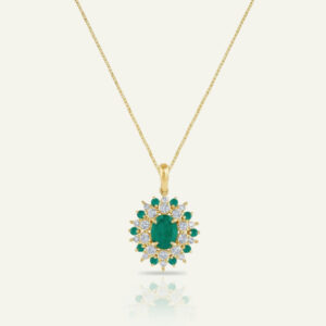 Aanika V. Round Emerald Diamond Halo Pendant - 2.00 Ct. T.W.
