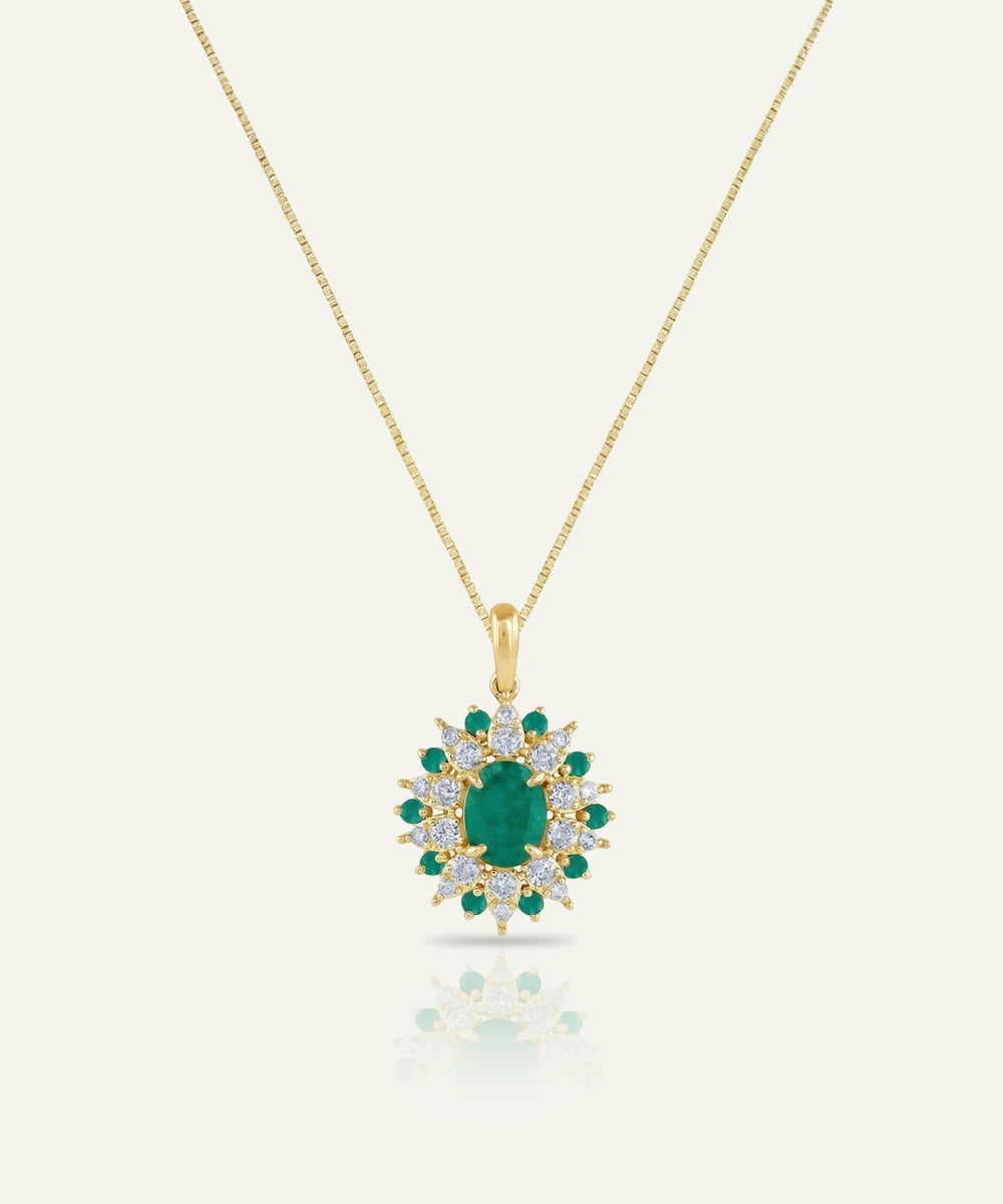 Aanika V. Round Emerald Diamond Halo Pendant - 2.00 Ct. T.W.