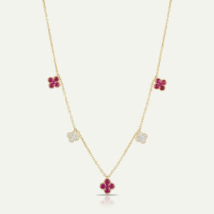 Aanika V. Ruby & Diamond Floral Station Necklace - 1.15 Ct. T.W.