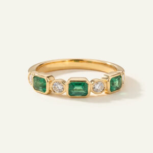 Aanika V. Emerald & Diamond Fashion Band - 0.83 Ct. T.W.