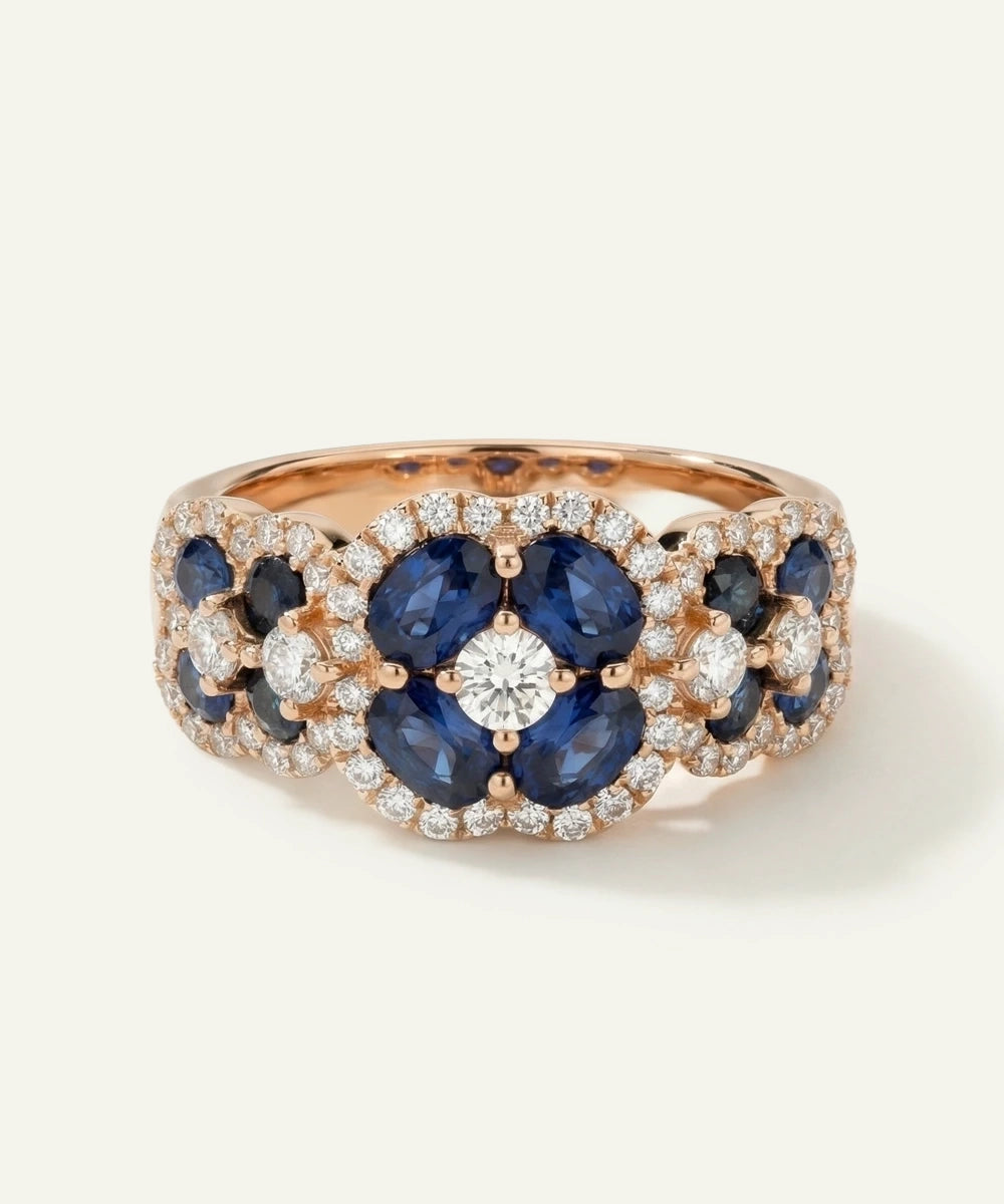 Aanika V. Sapphire & Diamond Cluster Ring - 1.9 Ct. T.W.