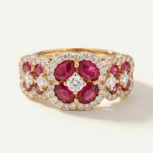Aanika V. Ruby & Diamond Cluster Ring - 2.1 Ct. T.W.