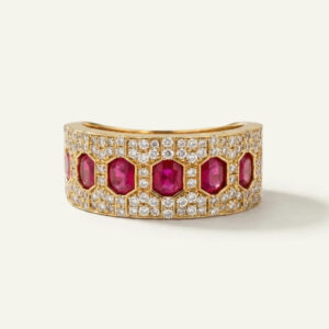Aanika V. Ruby & Diamond Wide Band - 2.1 Ct. T.W.
