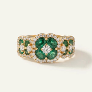 Aanika V. Emerald & Diamond Cluster Ring - 1.7 Ct. T.W.