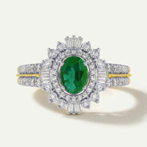 Aanika V. Emerald & Diamond Round Halo Ring - 0.50 Ct. T.W.
