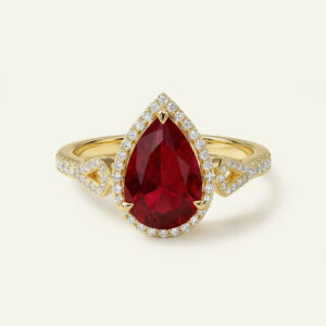Aanika V. Ruby & Lab-grown Diamond Pear Halo Ring - 0.25 Ct. T.W.