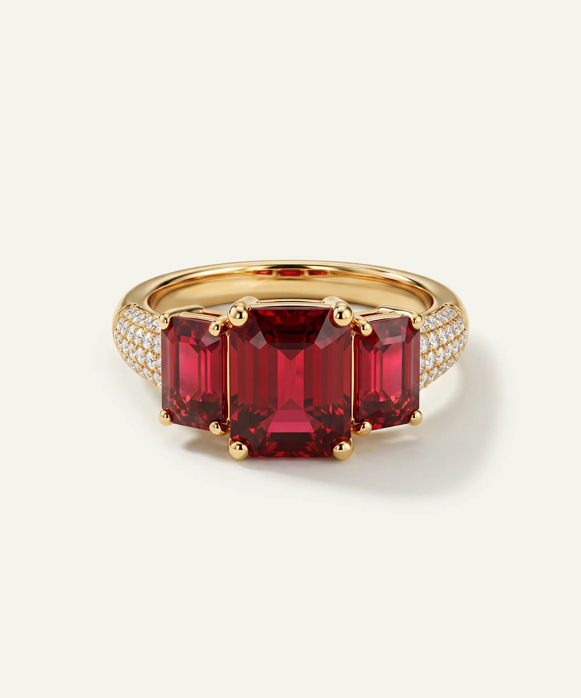 Aanika V. Ruby 3-Stone Diamond Pavé Ring - 2.80 Ct. T.W.