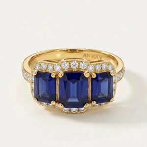 Aanika V. Sapphire & Diamond Halo Ring - 3.75 Ct. T.W.
