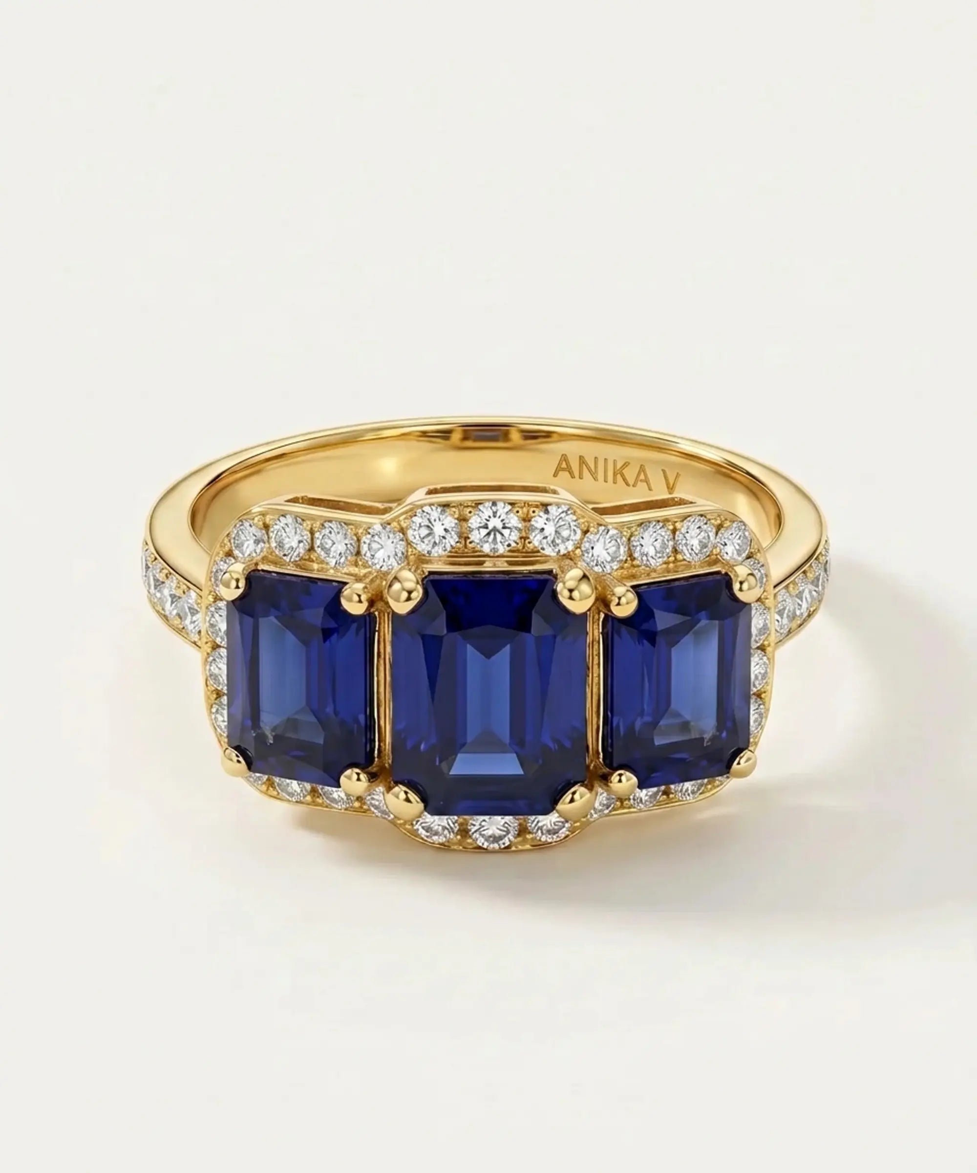 Aanika V. Sapphire & Diamond Halo Ring - 3.75 Ct. T.W.