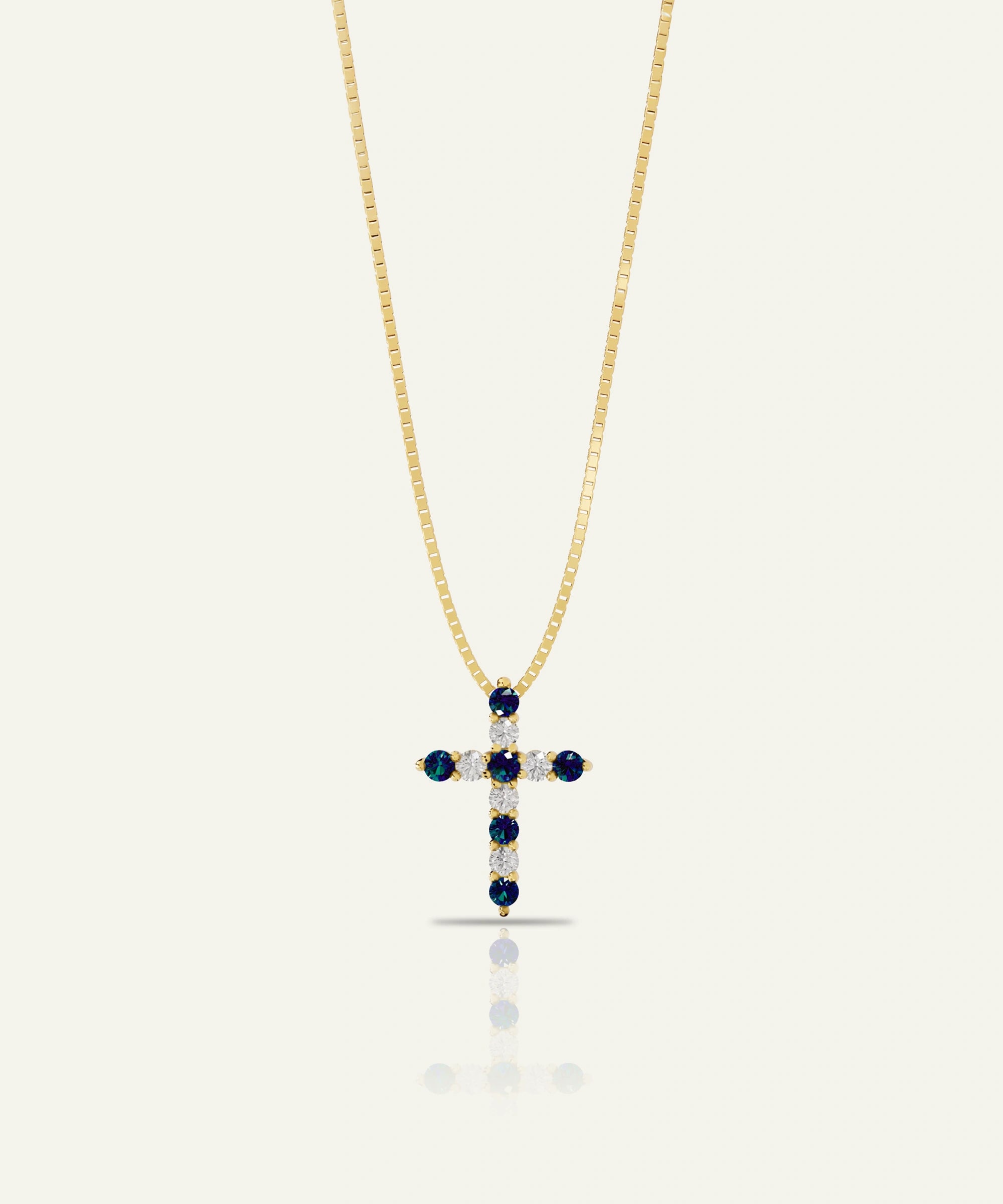 Aanika V. Sapphire & Diamond Round Cross Pendant