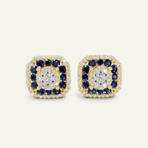 Aanika V. Sapphire & Diamond Round Halo Studs