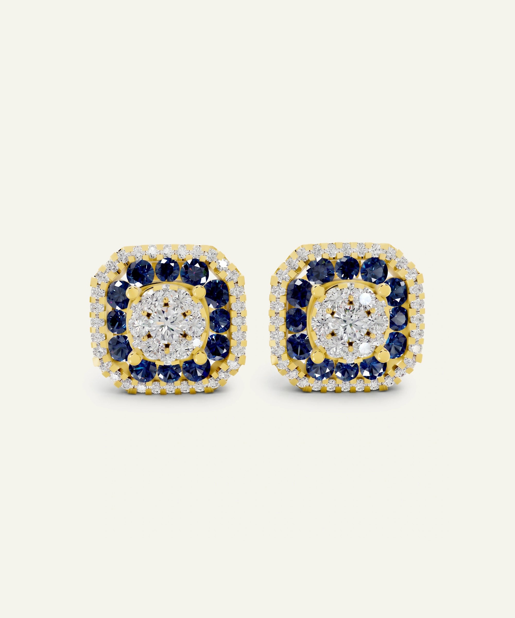 Aanika V. Sapphire & Diamond Round Halo Studs
