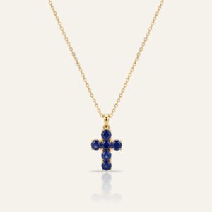 Aanika V. Sapphire Cross Necklace