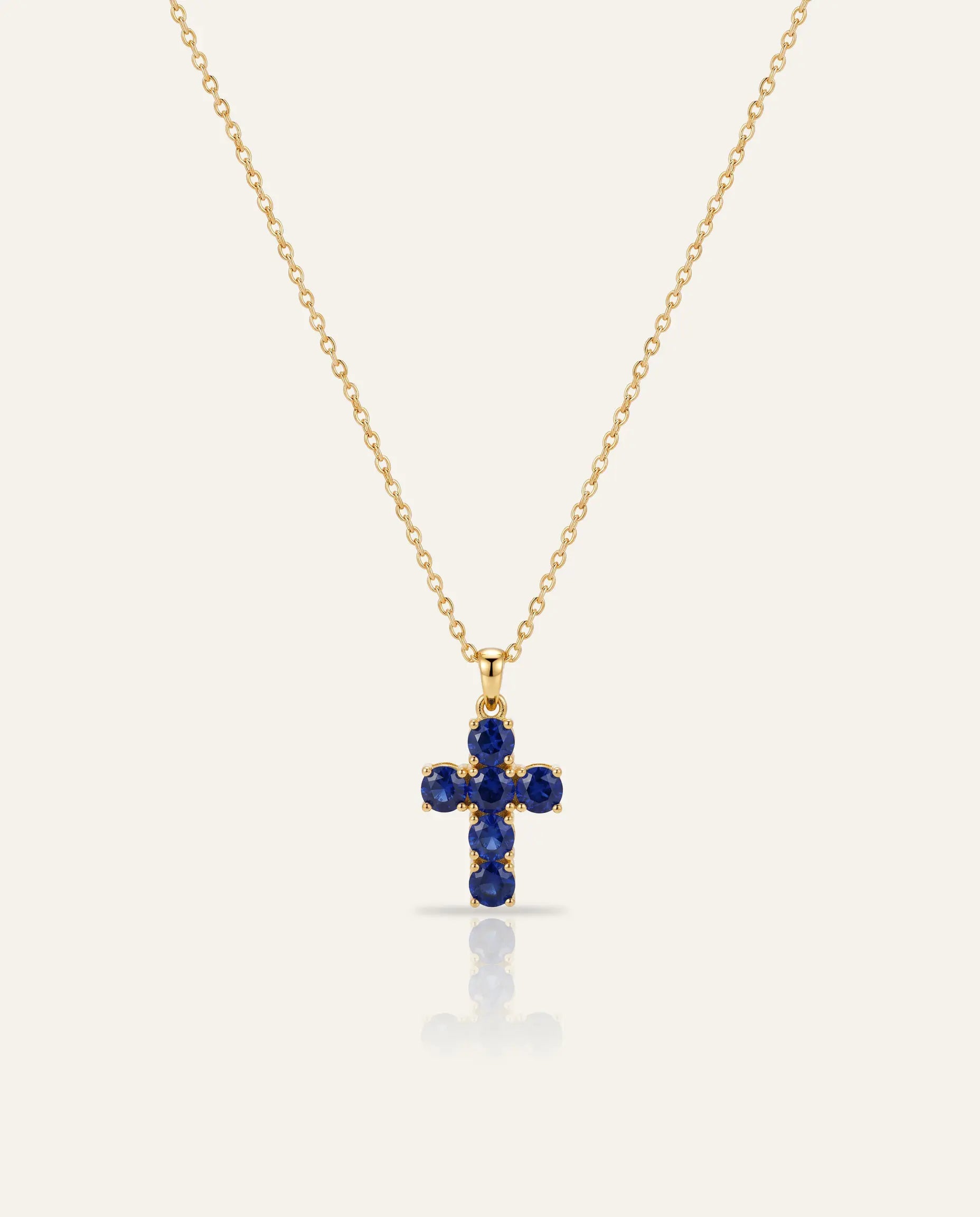 Aanika V. Sapphire Cross Necklace