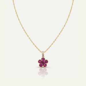 Aanika V. Ruby & Diamond Flower Pendant