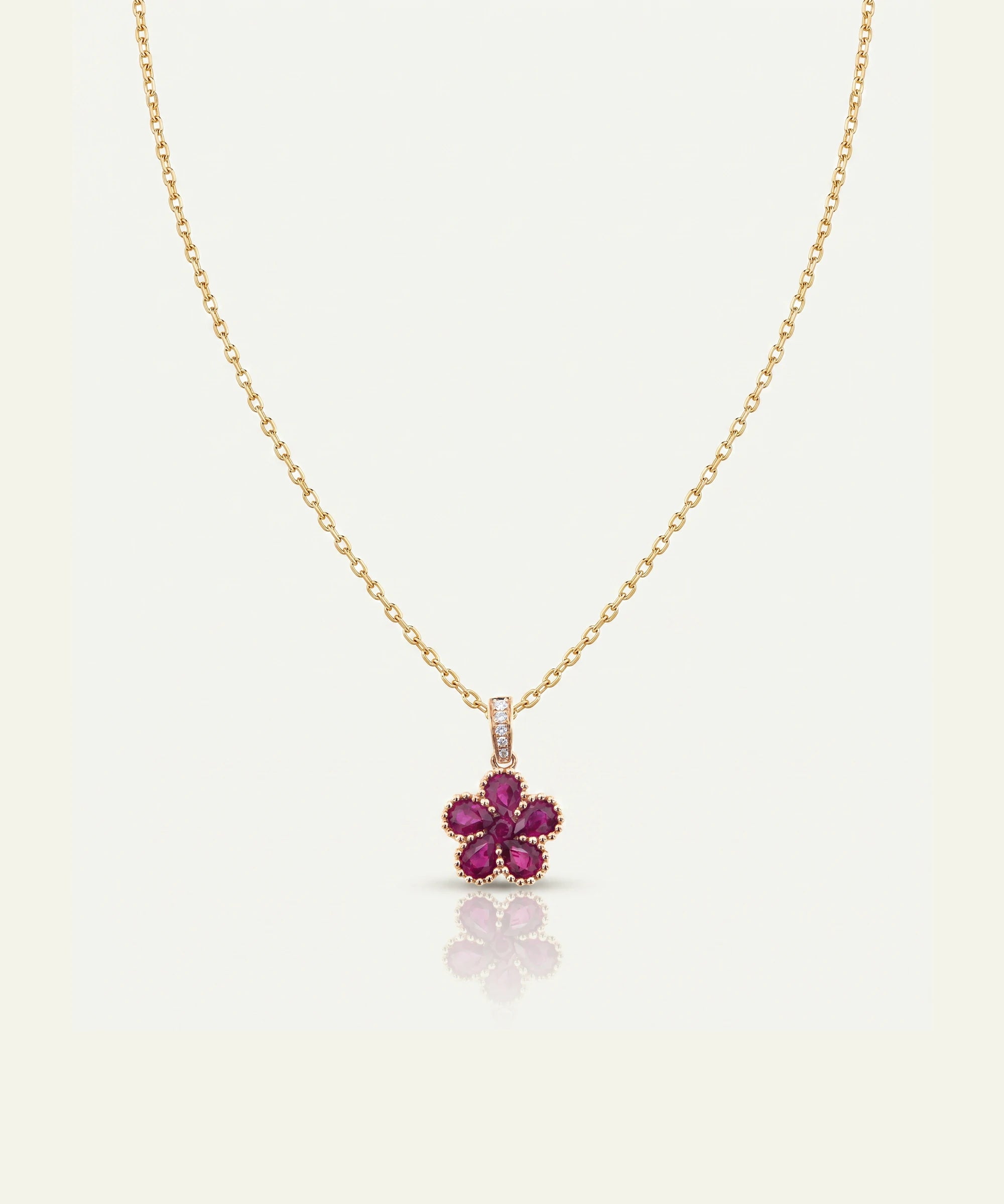 Aanika V. Ruby & Diamond Flower Pendant