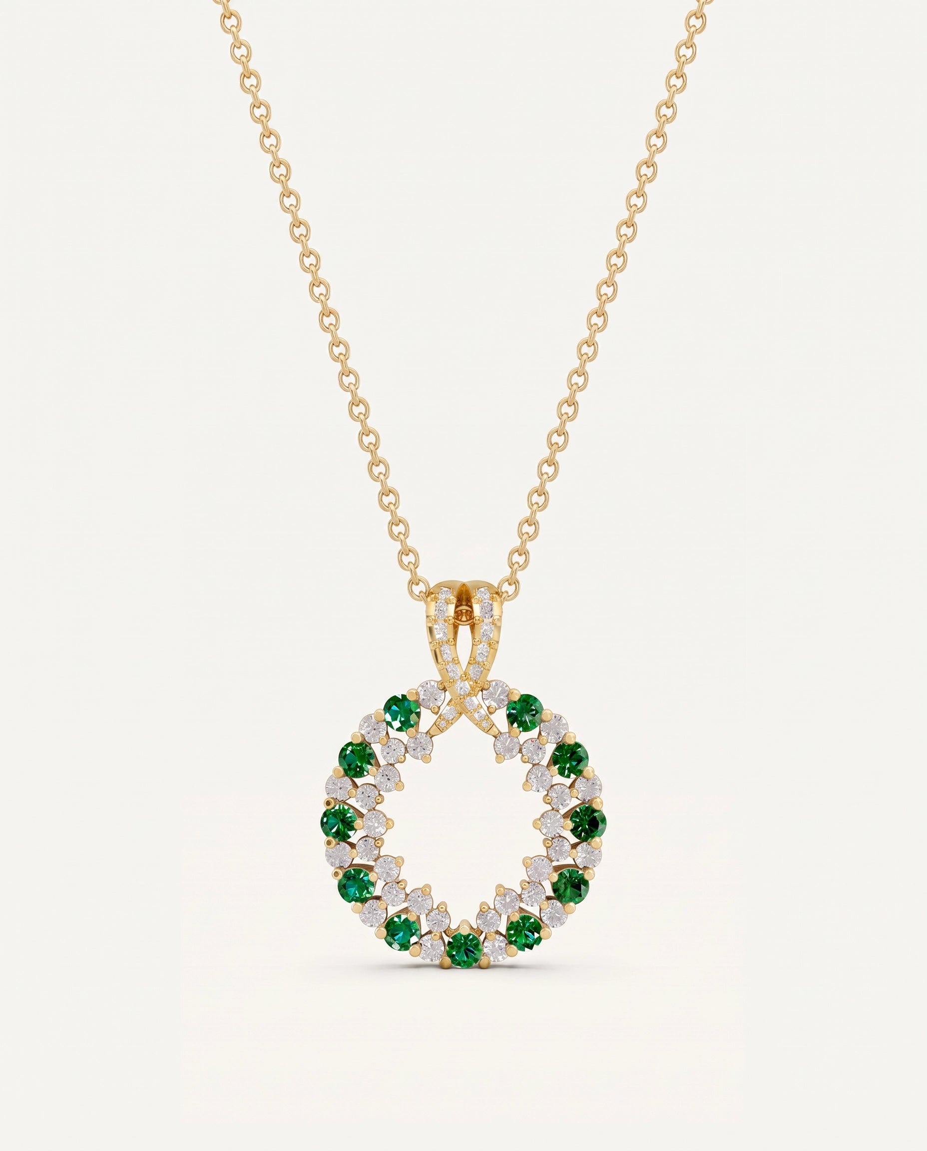 Aanika V. Emerald & Diamond Circle Of Life Necklace