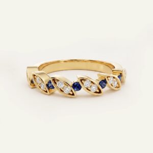 Aanika V. Blue Sapphire Stackable Wedding Band