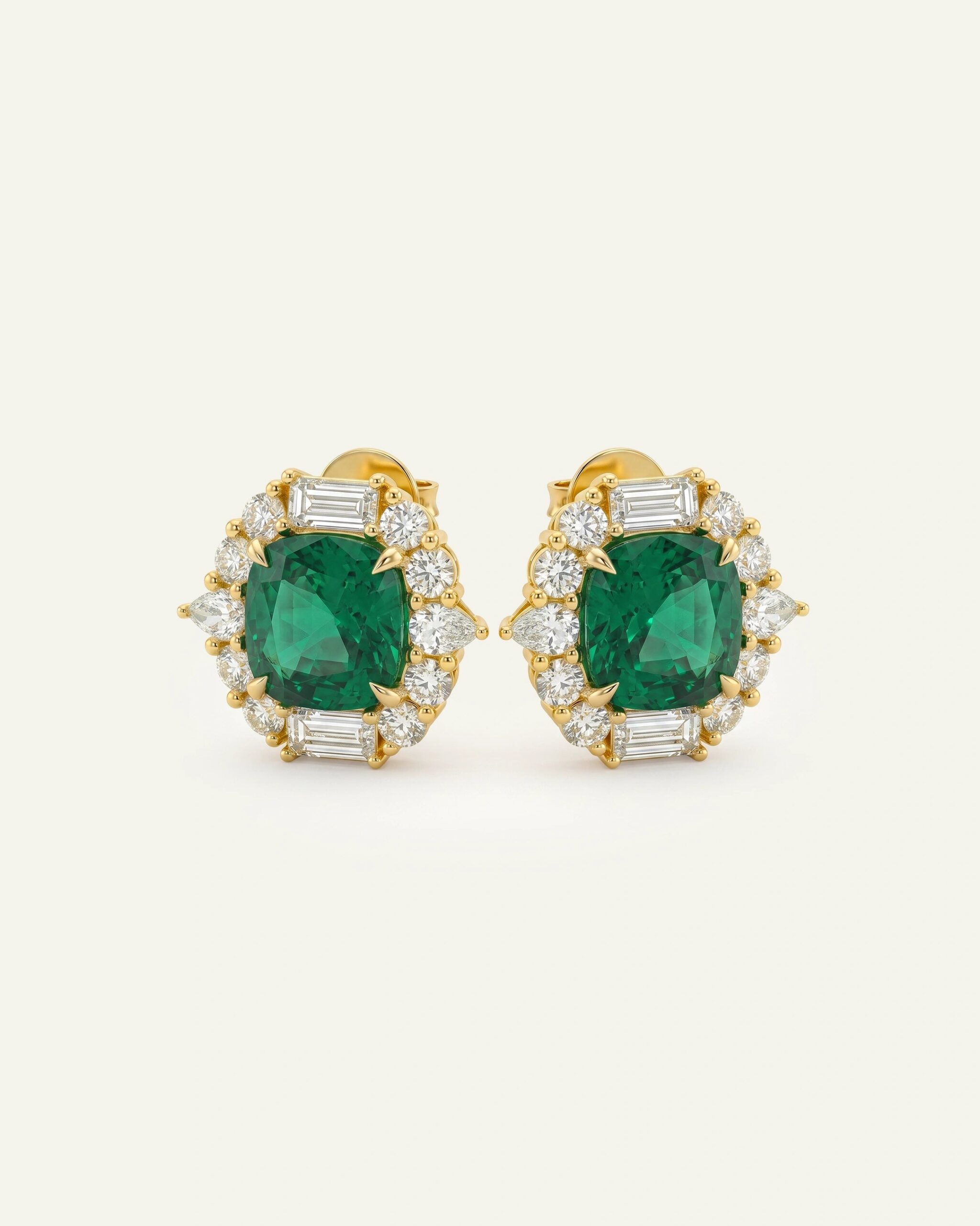Aanika V. Lab-created Emerald & Lab-grown Diamond Halo Earrings