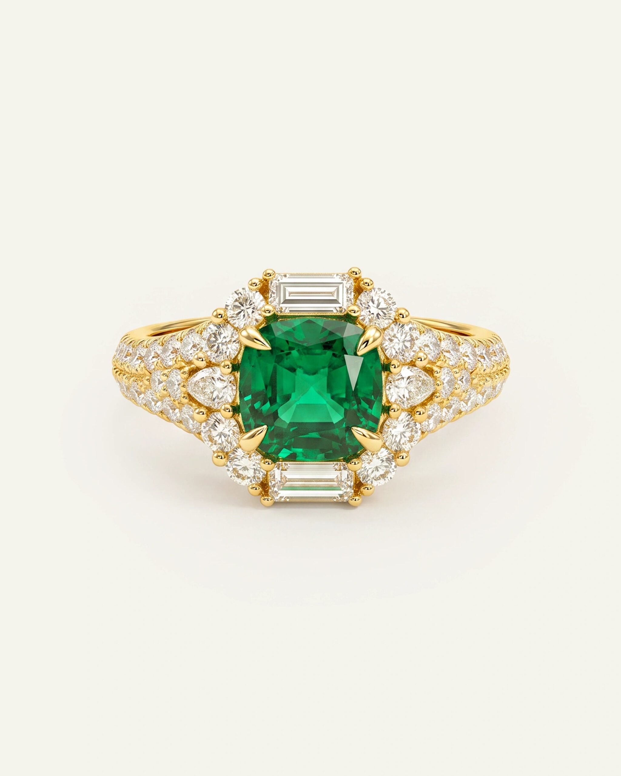 Aanika V. Lab-created Emerald & Lab-grown Diamond Halo Ring