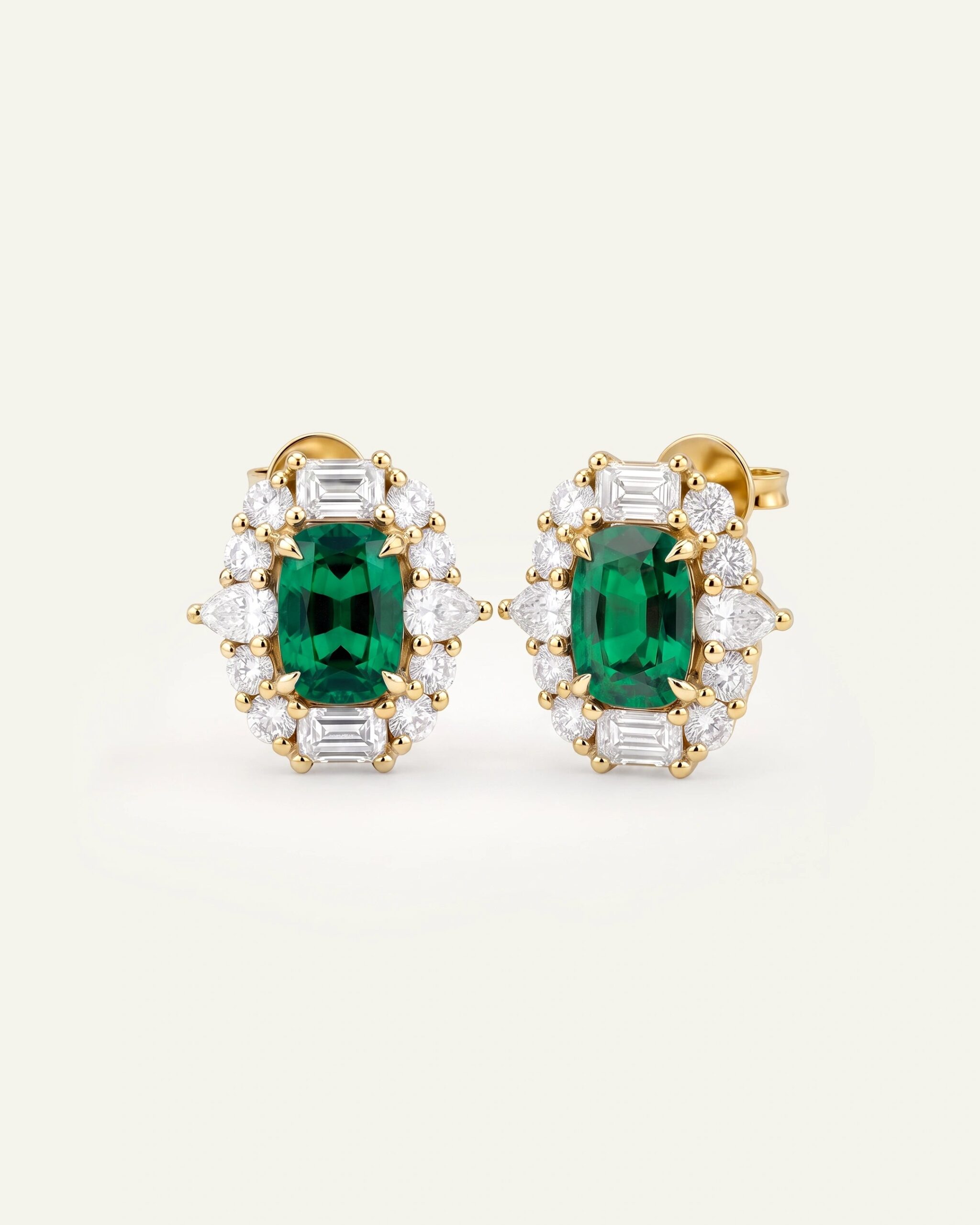 Aanika V. Lab-created Emerald & Lab-grown Diamond Halo Earrings