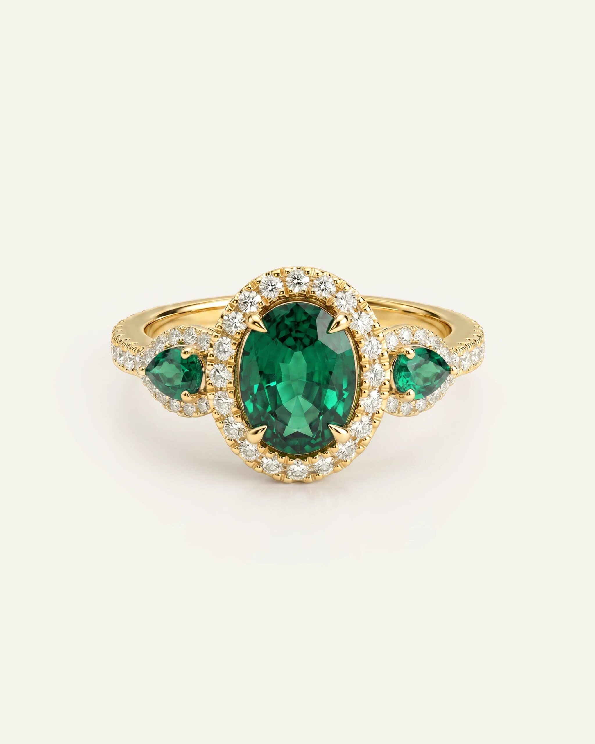 Aanika V. Lab-created Emerald & Lab-grown Diamond Halo Ring