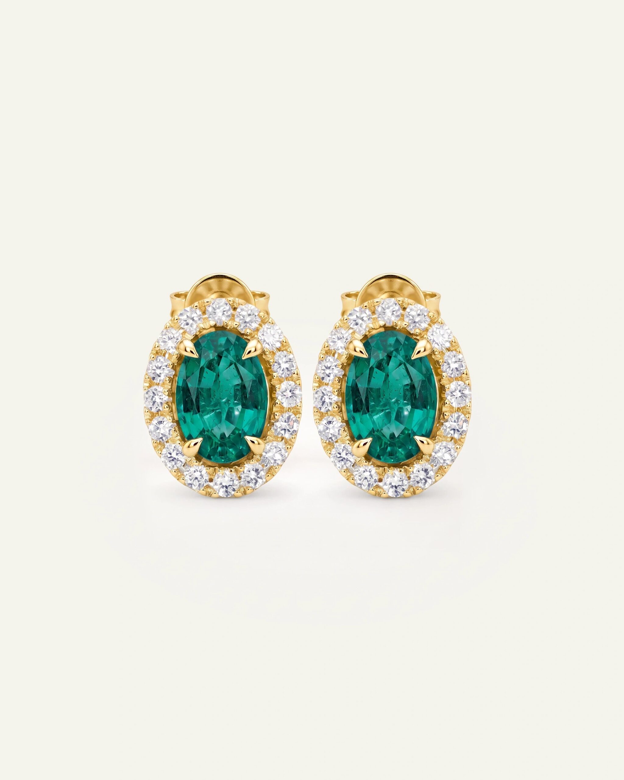 Aanika V. Lab-created Emerald & Lab-grown Diamond Halo Earrings