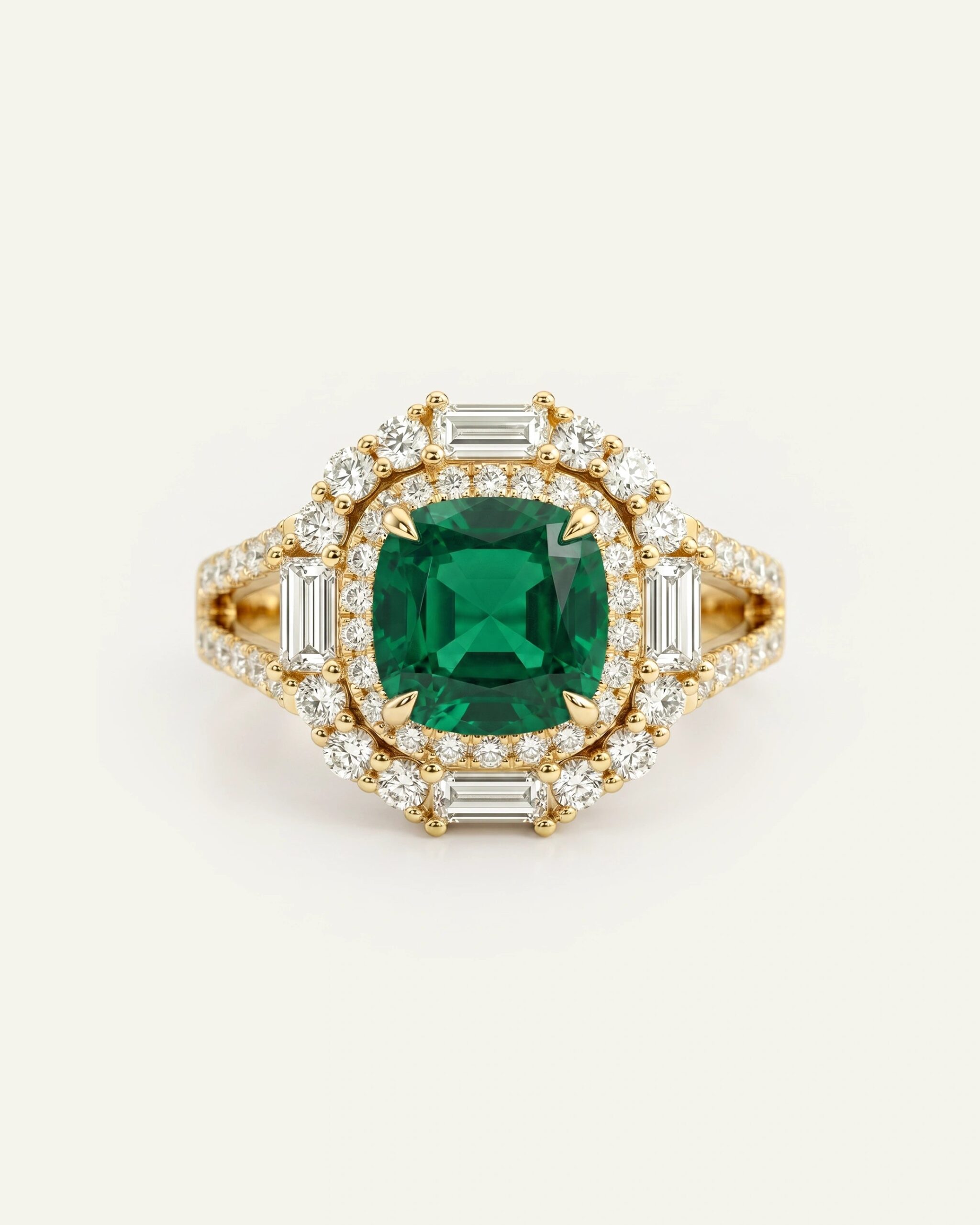 Aanika V. Lab-created Emerald & Lab-grown Diamond Double Halo Ring