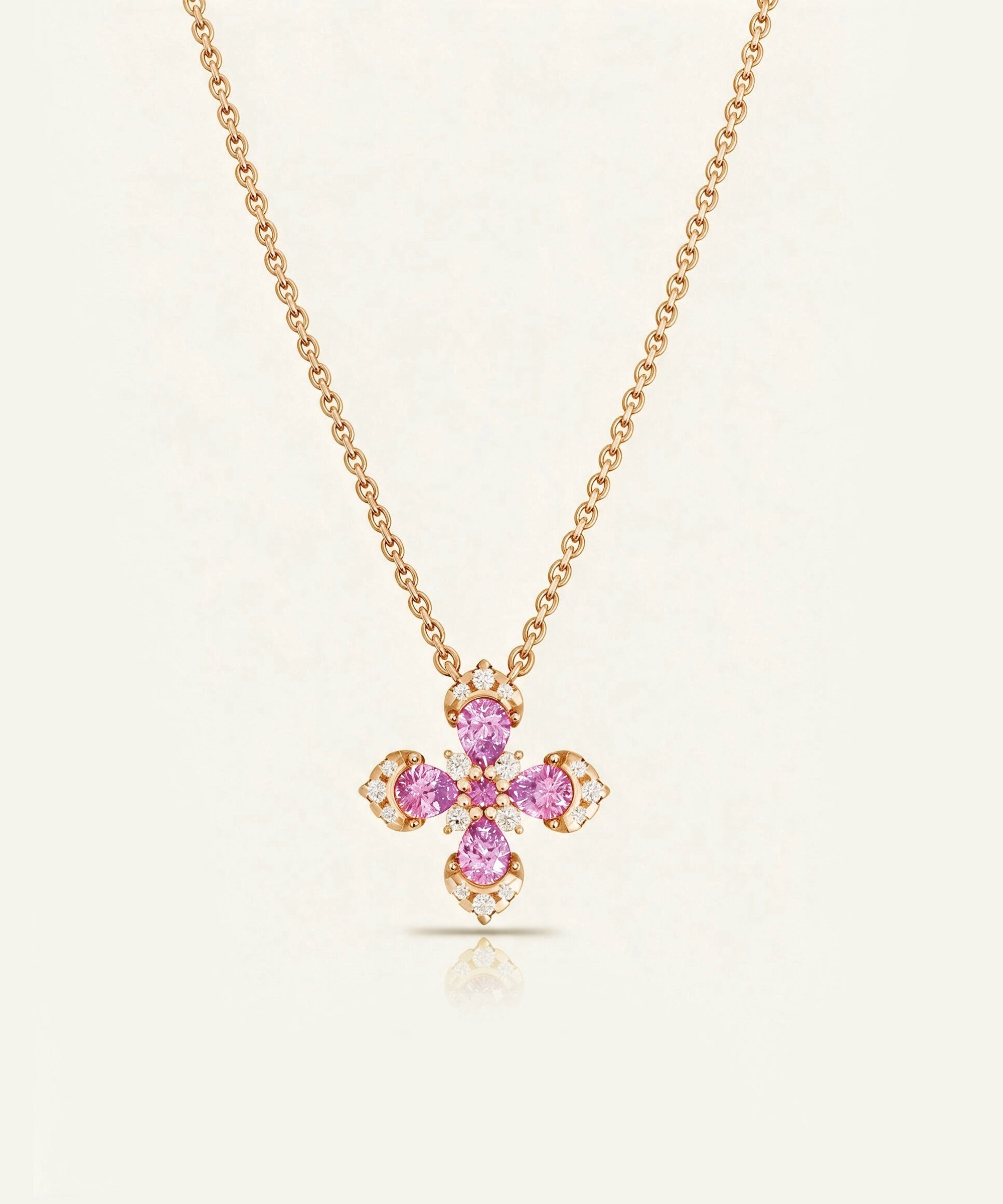 Aanika V. Pink Sapphire & Diamond Flower Necklace