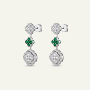 Aanika V. Emerald & Diamond Flower Dangling Earrings