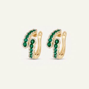 Aanika V. Emerald & Diamond Byass Hoops