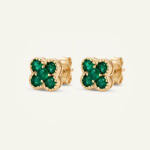 Aanika V. Emerald Flower Studs