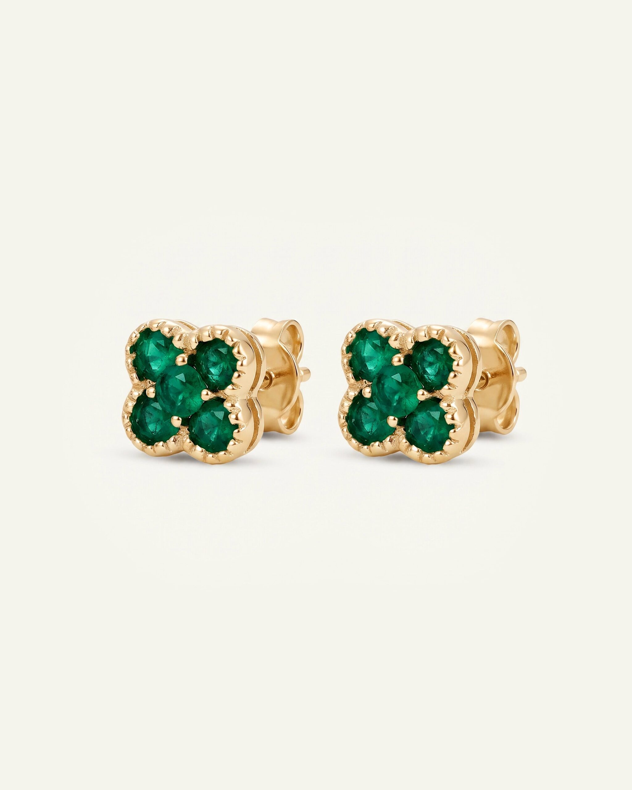 Aanika V. Emerald Flower Studs