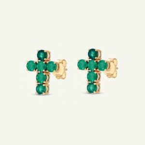 Aanika V. Emerald Cross Earrings