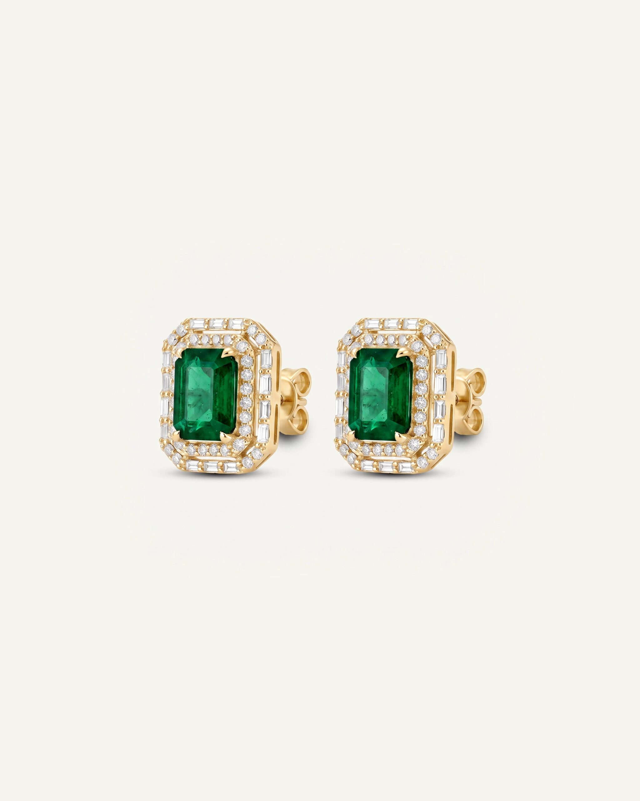 Aanika V. Emerald & Diamond Double Halo Studs