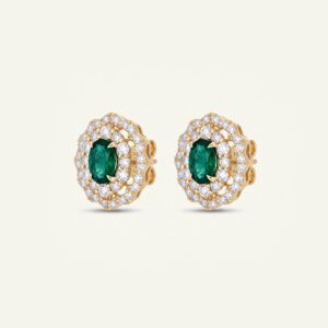 Aanika V. Emerald & Diamond Double Halo Studs
