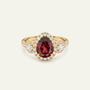 Aanika V. Lab-created Ruby & Lab-grown Diamond Halo Ring