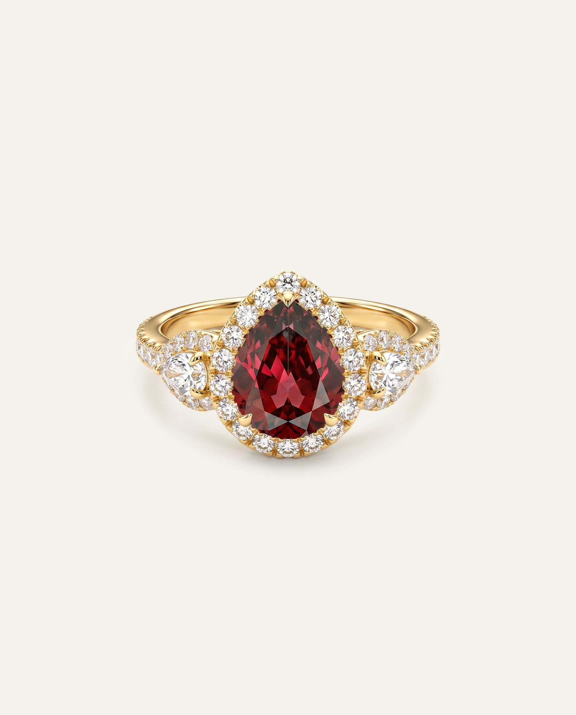 Aanika V. Lab-created Ruby & Lab-grown Diamond Halo Ring
